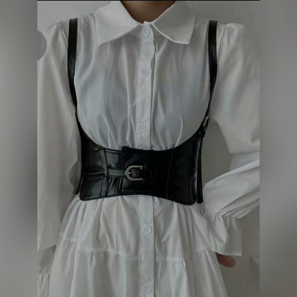 SHEIN -- Elastic PU Leather Wide Waist Belt - Picture 5 of 8